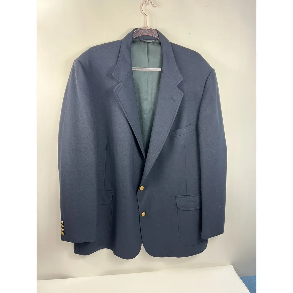 Sutter &‎ Grant Vintage Blazer Men's Sz 42L Navy Blue 2 Button 4 Button Cuff